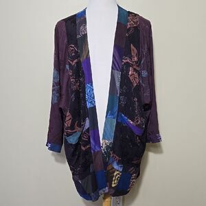 Kusnadi Batik Patchwork Kimono Cardigan Art To Wear Artsy Artistic Wearable Art